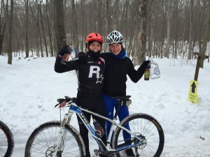 Women's podium (missing 3rd place) at MTBNJ Short Track #1